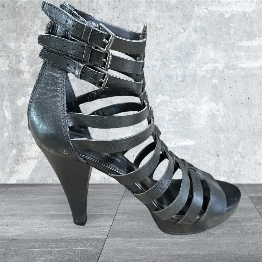 Via Spiga high heel sz 7 leather Roman strappy buckles platform dress shoes - Picture 5 of 12